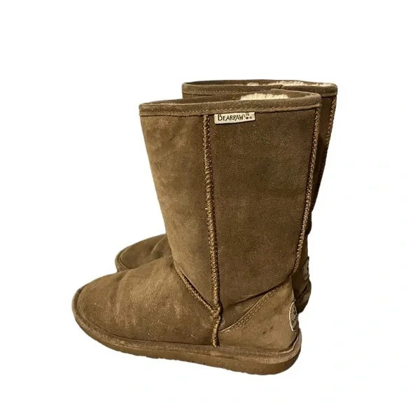Bearpaw Womens Emma Brown Suede Pull On Boots Fur Lined Rubber Sole Size 9 EU 40