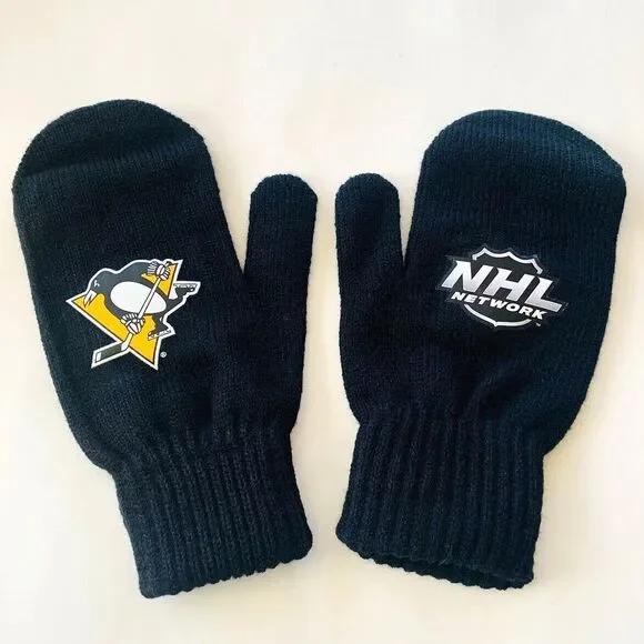 NEW Pittsburgh Penguins Knit Mittens Adult Winter‎ Hockey NHL Network Gloves