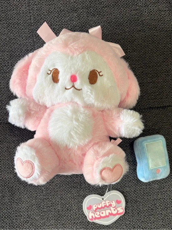 Love April Moon LolaLuu Plushie Pink Puffy Hearts NWT