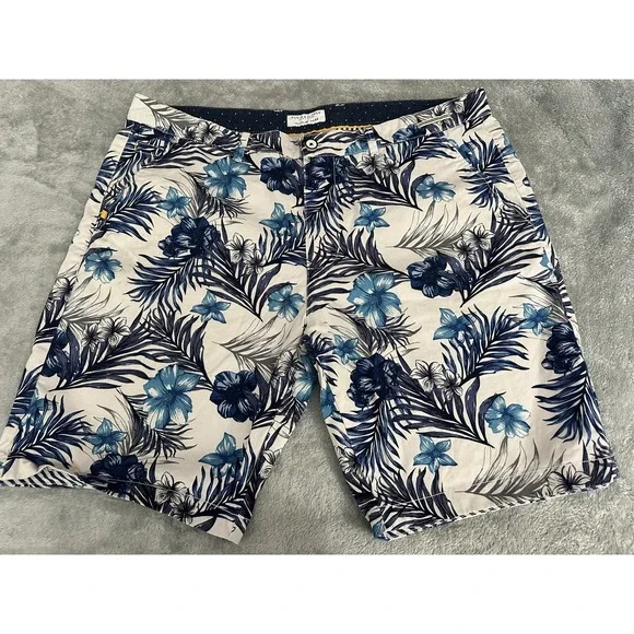 Denim & Flower Shorts Mens 38 Floral Hawaiian Print Casual Summer