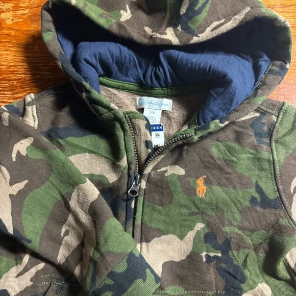 NWT Ralph Lauren size 24 months camo full zip sweatshirt‎