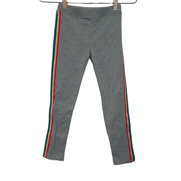 Kids Crewcuts grey with rainbow stripes.  Size 6-7