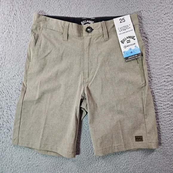 NWT Billabong Boys Shorts 25 Crossfire Submersibles Land & Water Stretch‎ Khaki