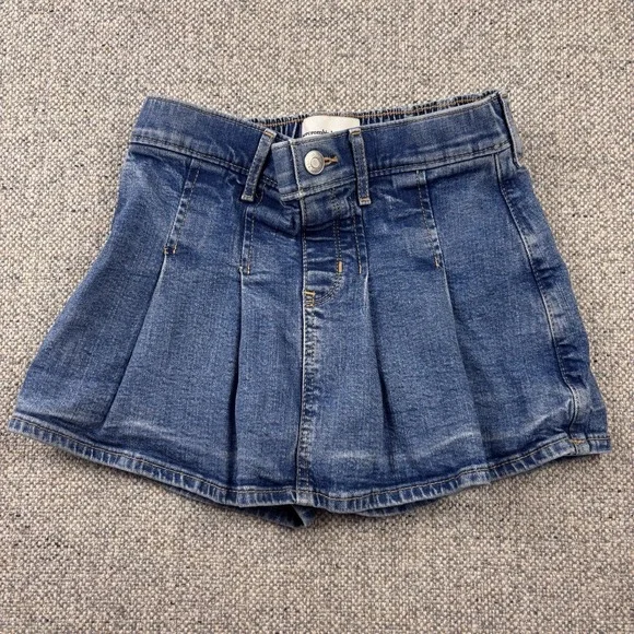 Abercrombie Kids Girls Denim Pleated Skort Mini Skirt Sz 9/10