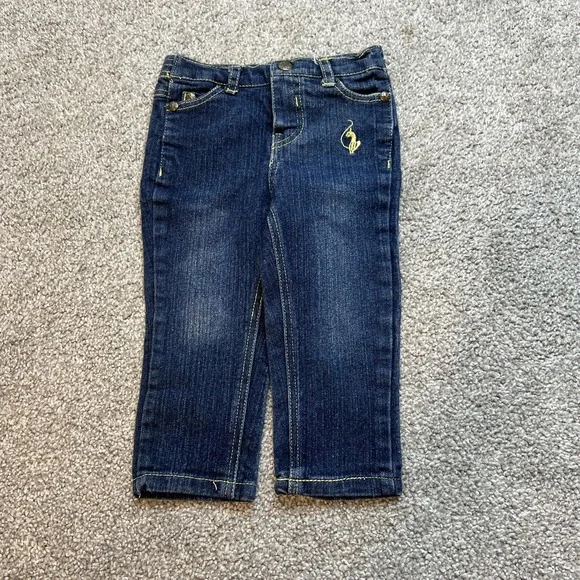 vtg y2k‎ Baby Phat Jeans Girls 12M Dark Wash Denim Pants Gold Logo Stretch