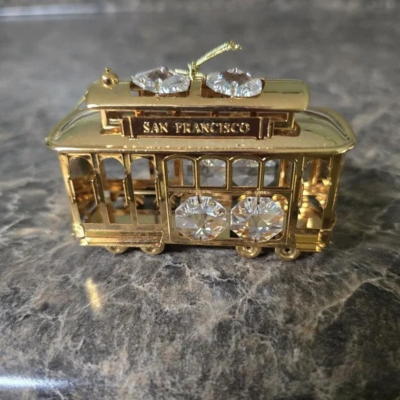 24K GOLD PLATED CALIFORNIA SAN FRANCISCO CITY ICON MINI SOUVENIR DECOR CABLE CAR