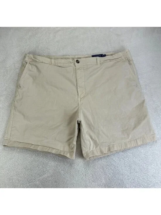 Vineyard Vines Island Chino Shorts Mens 42 Beige Stretch Flat Front Slash Pocket