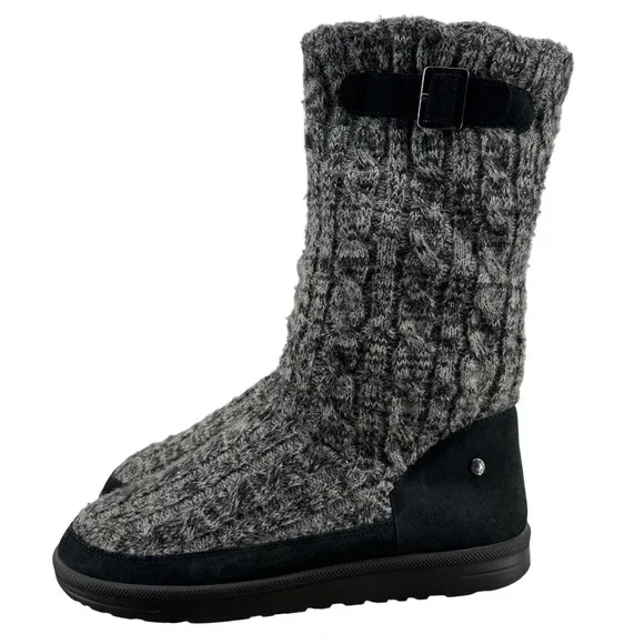 ABEO Kenora‎ Charcoal Cable Knit Suede Winter Boots Gray Black Women's Size 10