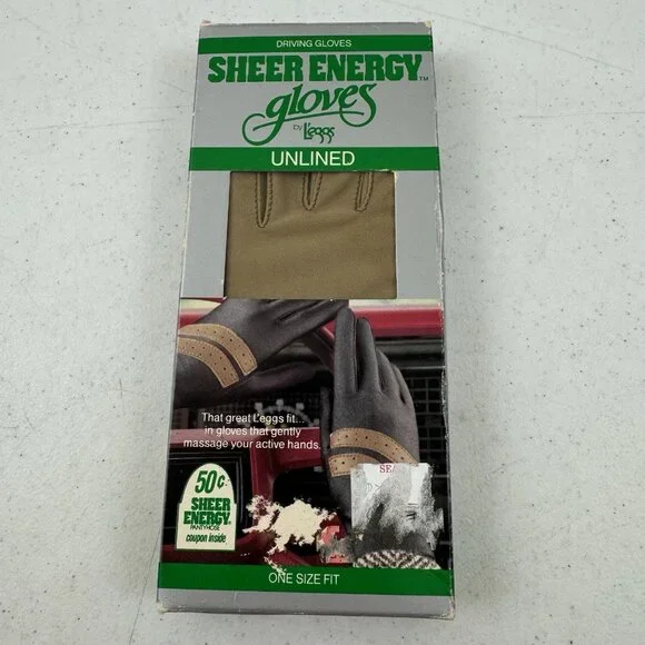 L'eggs Driving Gloves SHEER ENERGY Unlined Tan Camel Leggs VINTAGE