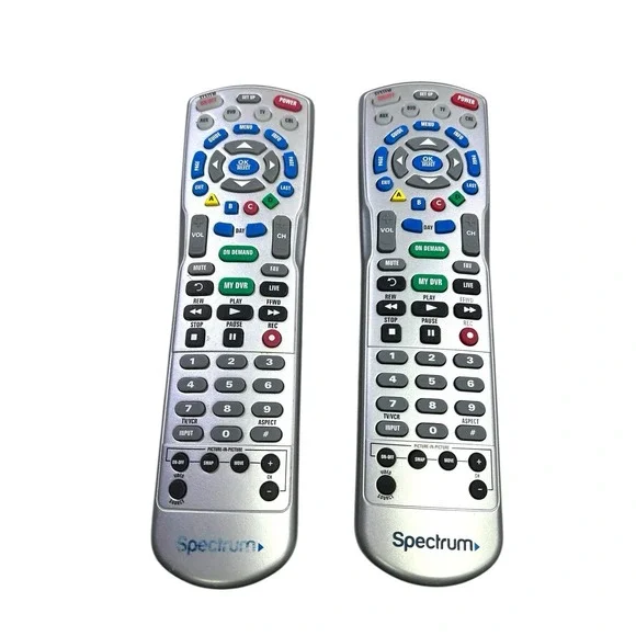 2 Charter Spectrum 4-Device Universal Remote Controls, Silver - AUX DVD TV CABLE