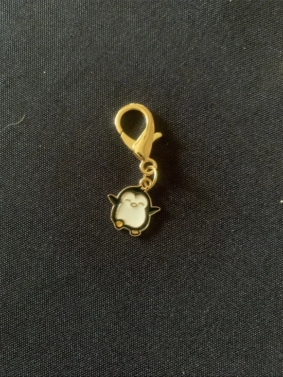 Gold Penguin Pet Charm - White Enamel Accent