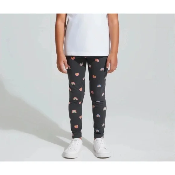 Cat & Jack Girls Rainbow Print Tough Cotton Durable Knee Leggings Gray 3T NEW