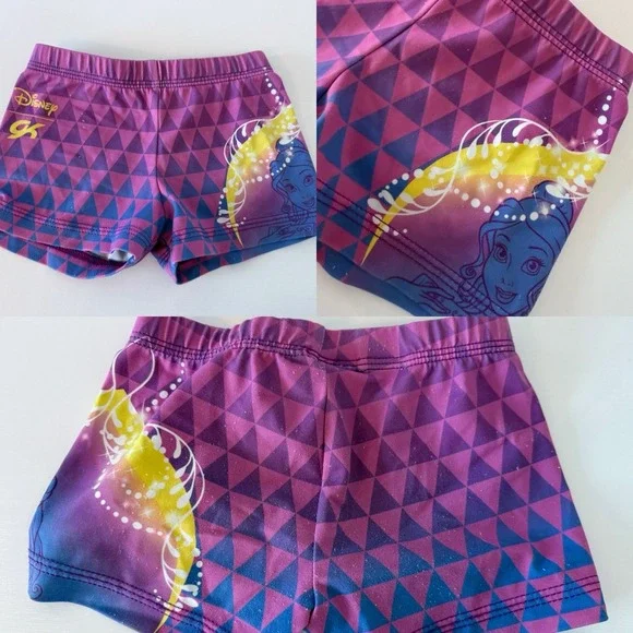 Disney Elite GK CM Compression‎ Shorts Gymnastics Dance Cheer Pink Belle Beauty