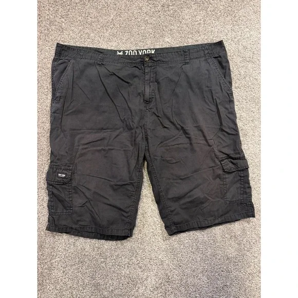 Zoo York Cargo Shorts Mens 48 Black Ripstop Cotton Multi Pocket Skate Casual