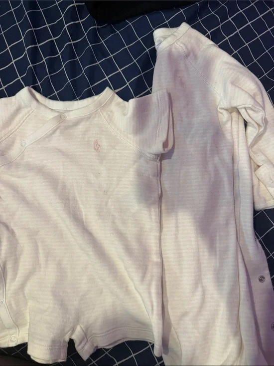 Ralph Lauren Pale Pink Striped Cotton Baby Top Set