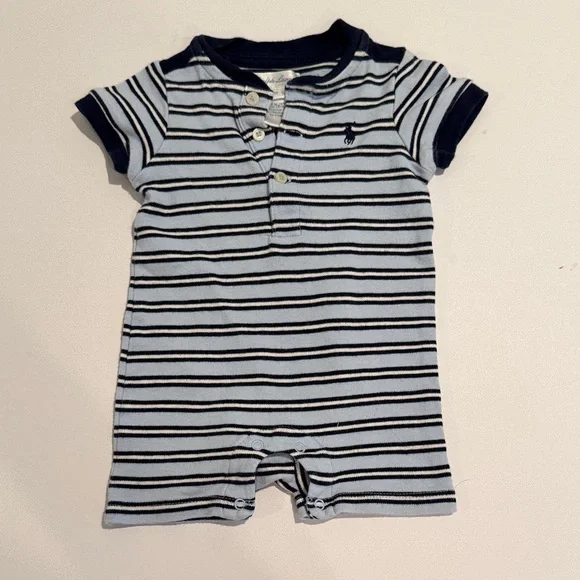 Ralph Lauren Blue Boys Striped Baby‎ Romper 3 Months