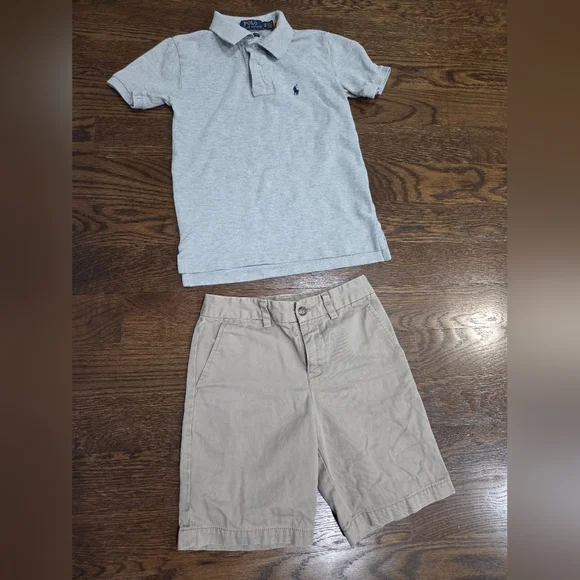 Polo Ralph Lauren boys Gray Polo Shirt and Shorts Sz.8
