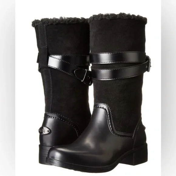 Coach “Zena” Shearling Moto Boots Size 7 in Black