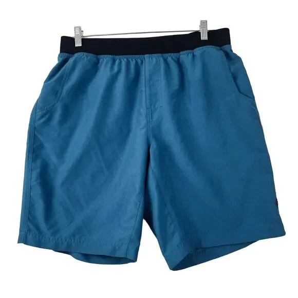 PRANA Mens Black‎ Elastic Waist Unlined Blue Short Size XL Inseam 10