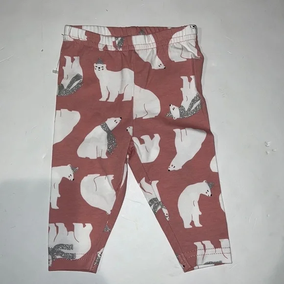 NWOT CARTER’S PINK & WHITE POlAR BEAR  LEGGINGS size 3 months