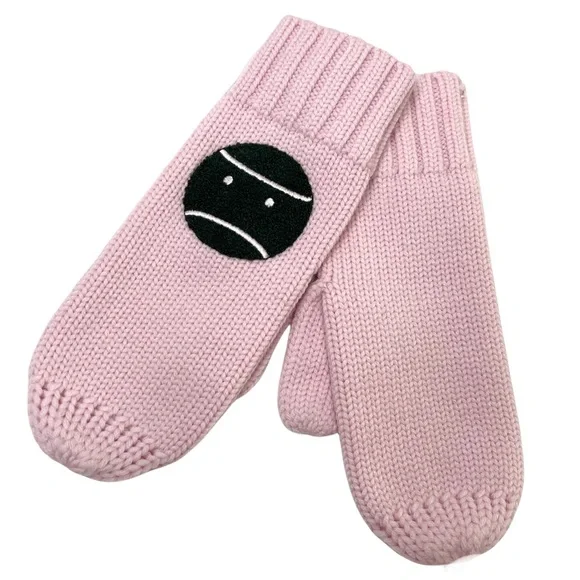 TORY BURCH Tory Sport 100% Merino Wool Little Grumps Mittens NEW Pink Size M/L