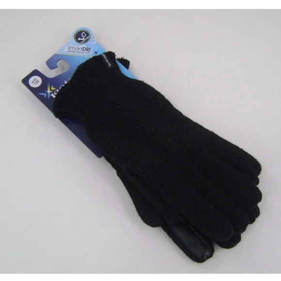 Isotoner Womens Black smartDRI Touchscreen Knit Gloves A550K3BLK1SZ One Size New