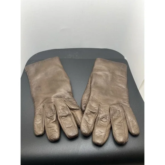 Women's Brown vintage Italian-made leather gloves‎ Size 7