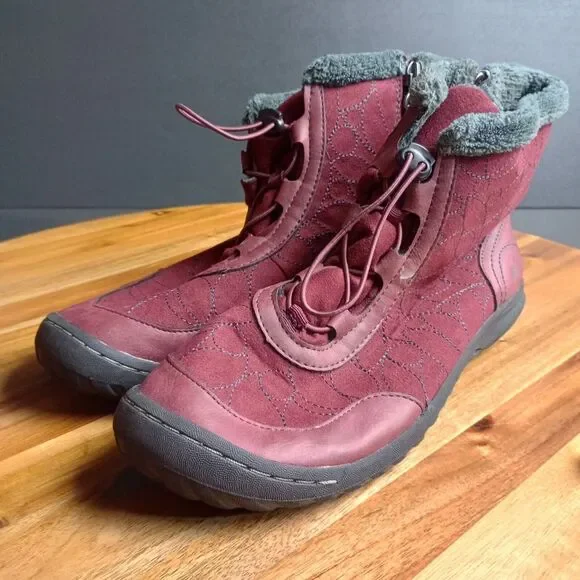 Jambu Jbu Tandee Boots Maroon Sz 8.5 Side‎ Zip Drawstring Jersey Lined Outdoor