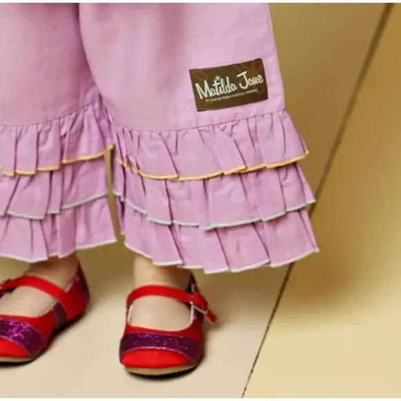 Matilda Jane girls 18M 2 triple ruffle Sweet Violet linen blend pants Good Hart