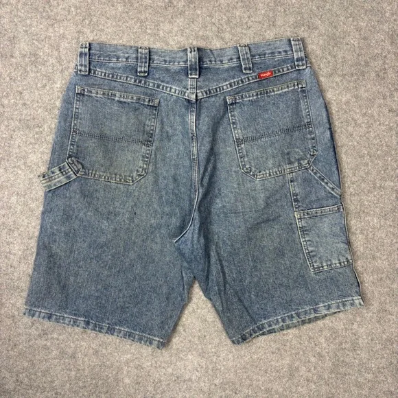 Wrangler Carpenter Denim Shorts Mens 36 Blue Medium Wash 64WC4AI Hammer Loop