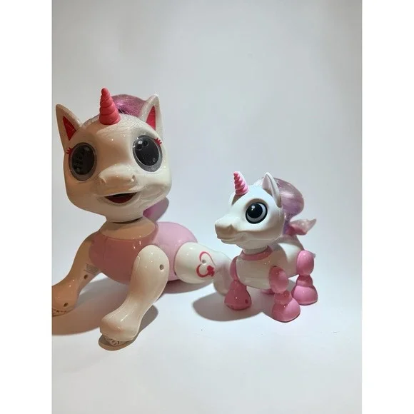 Robo Pets Unicorn Interactive Robot Toy 2 Pack Lights Sounds Tested Working
