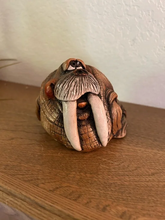 John Raya original Walrus Decorative Sculpture - Brown. 1988