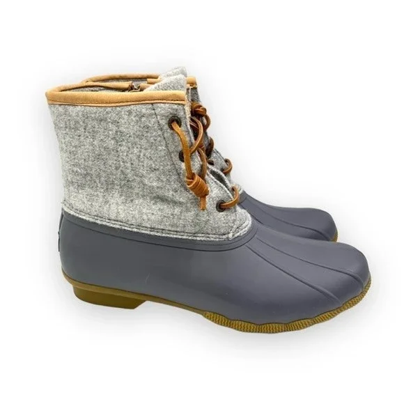 Sperry Womens Size 9.5 Saltwater‎ Grey Gray Wool Duck Boots STS82475