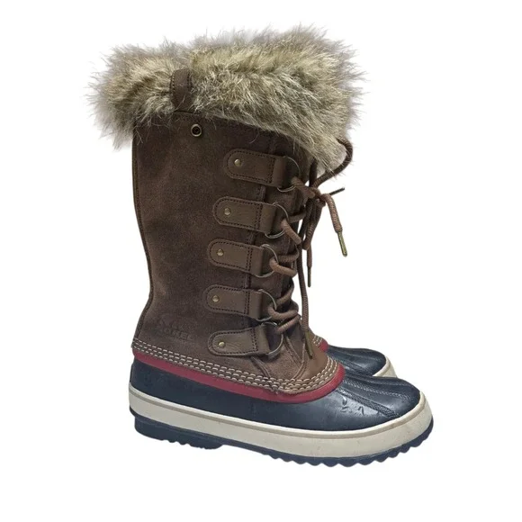 Sorel Joan of Arctic Womens 9 Brown Winter Snow Boots Faux Fur Waterproof