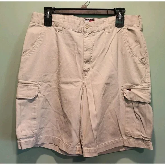 Vtg Tommy Hilfiger Beige Cargo Shorts Sz 38