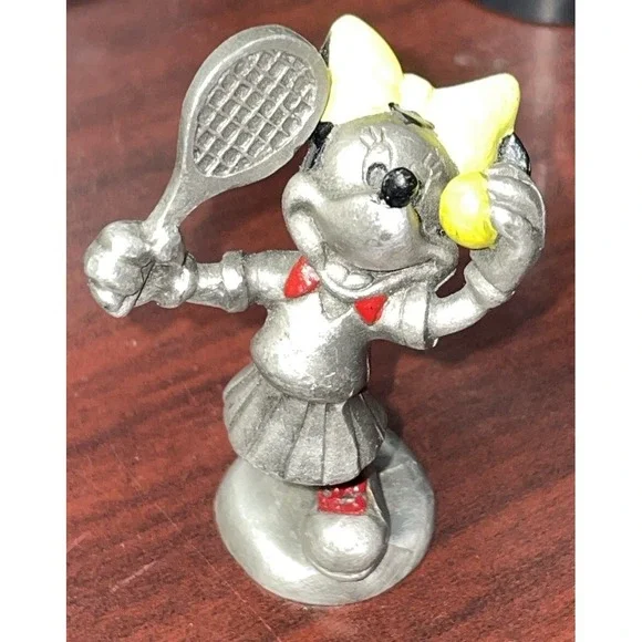 Vtg Disney Minnie Mouse Fine Pewter Figurine Tennis #4823 Hudson Sports 2.25