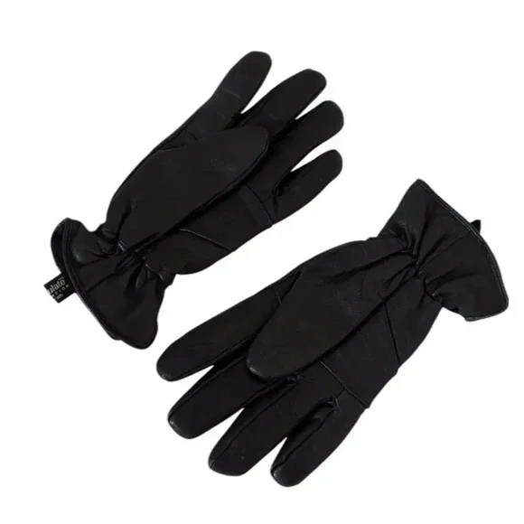 Black Leather Gloves for Men - Sheepskin Insulated, Stylish (Size M)