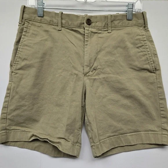 J.Crew Mens Khaki Tan Cotton Twill Chino Shorts 7 Inch Inseam Size 29