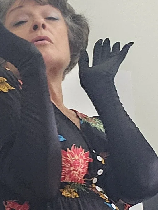 Black Satin Opera Gloves