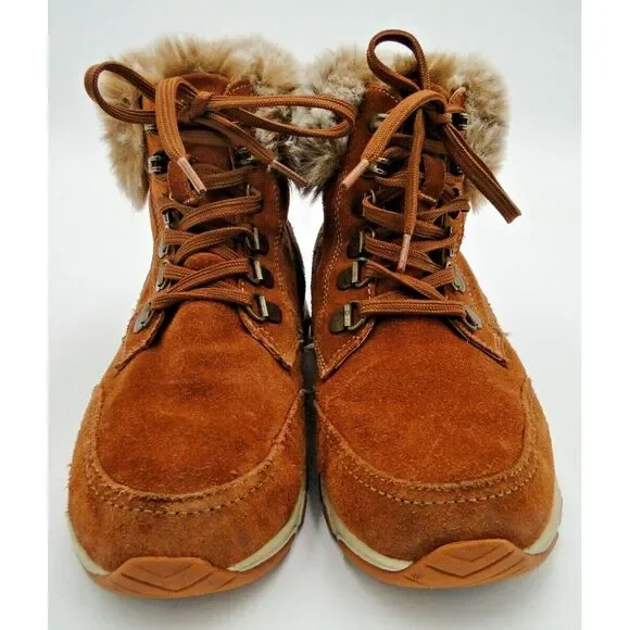 G.H Bass Alaska Womens Boots Water Resistant Chestnut Color w/Faux Fur Size 7.5M