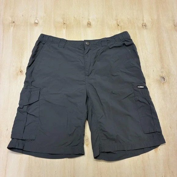 Columbia Cargo Shorts Mens 34 Gray Nylon Lined Quick Dry 10 Inseam Outdoor