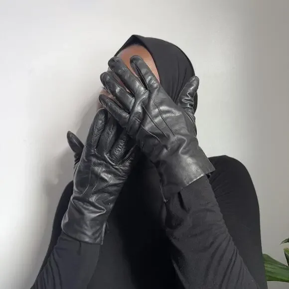 Vintage LANDS’ END black‎ Genuine Leather Gloves - Insulated size 7.5