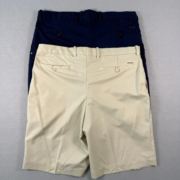 RLX Ralph Lauren Golf Shorts Mens 36 Tan Navy Performance Activewear Pack of 2