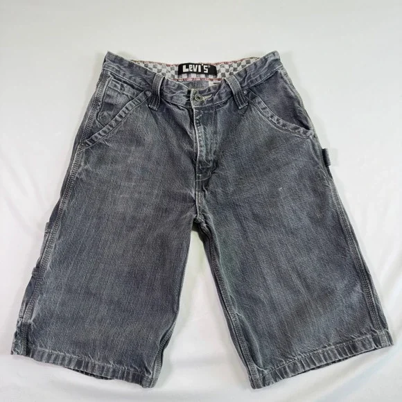 Levi Skater Jorts Youth 16 Regular Grey Carpenter Wide Leg Shorts 90s Grunge W28