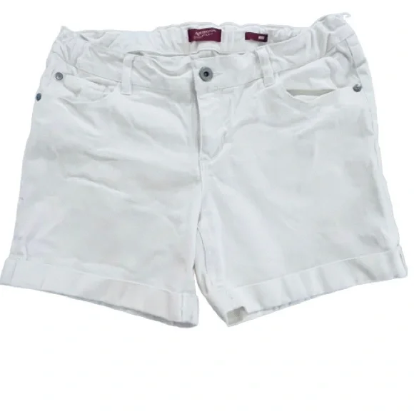 Arizona Jeans- Kids White Denim Cuffed Plus Size Shorts