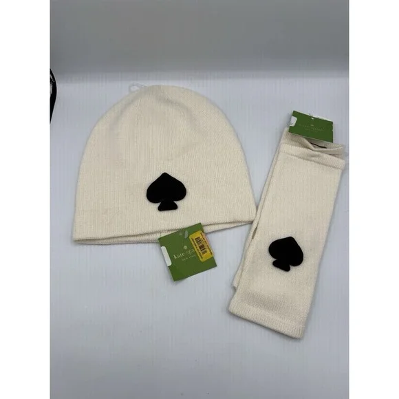 IVORY Kate Spade New York Fingerless Gloves/Arm Warmer & MATCHING BEANIE HAT!