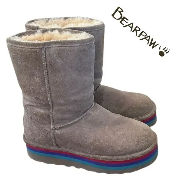 BEARPAW Retro Elle Short Womens Winter Boots Gray Fog 7