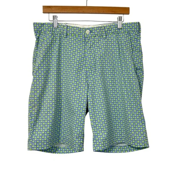 Polo Golf Ralph Lauren Mens Seashell Stars Chino Shorts Sz 34 Blue Green Preppy