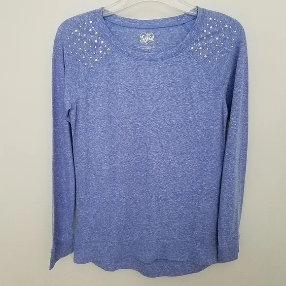 Justice Girls Long Sleeve Blue Embellished‎ Top Shirt New