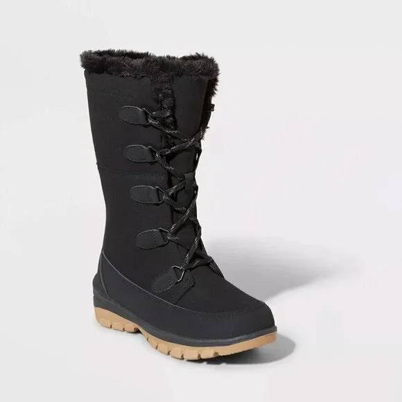 Universal Thread Jet Black Women's Carla Tall Winter Boots‎